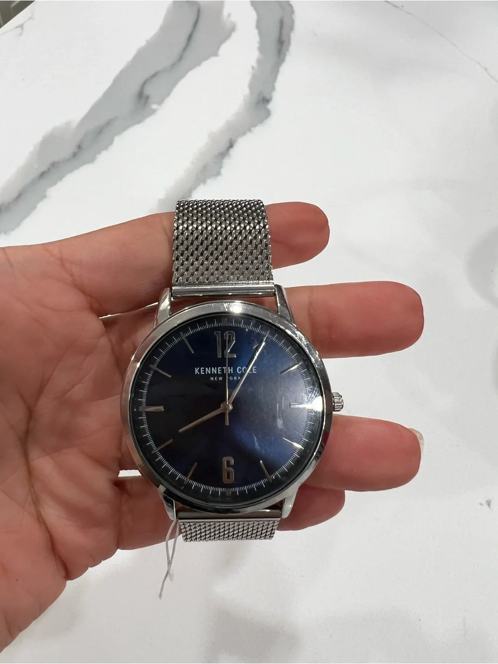 Kenneth Cole NY Stainless Steel Blue Dial Mesh Watch- needs new battery